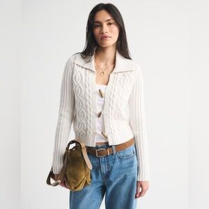 NWT Abercrombie & Fitch Cream Cardigan with Toggle Closures